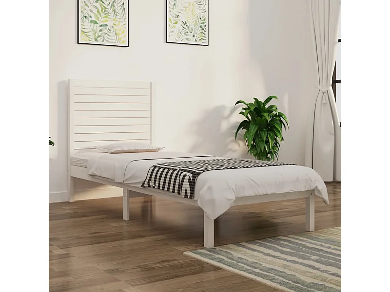 Cadre de lit Blanc Bois massif 90x190 cm Simple