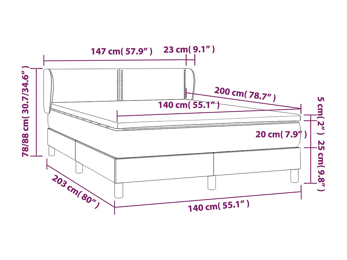 Lit à sommier tapissier avec matelas Marron foncé 140x200 cm