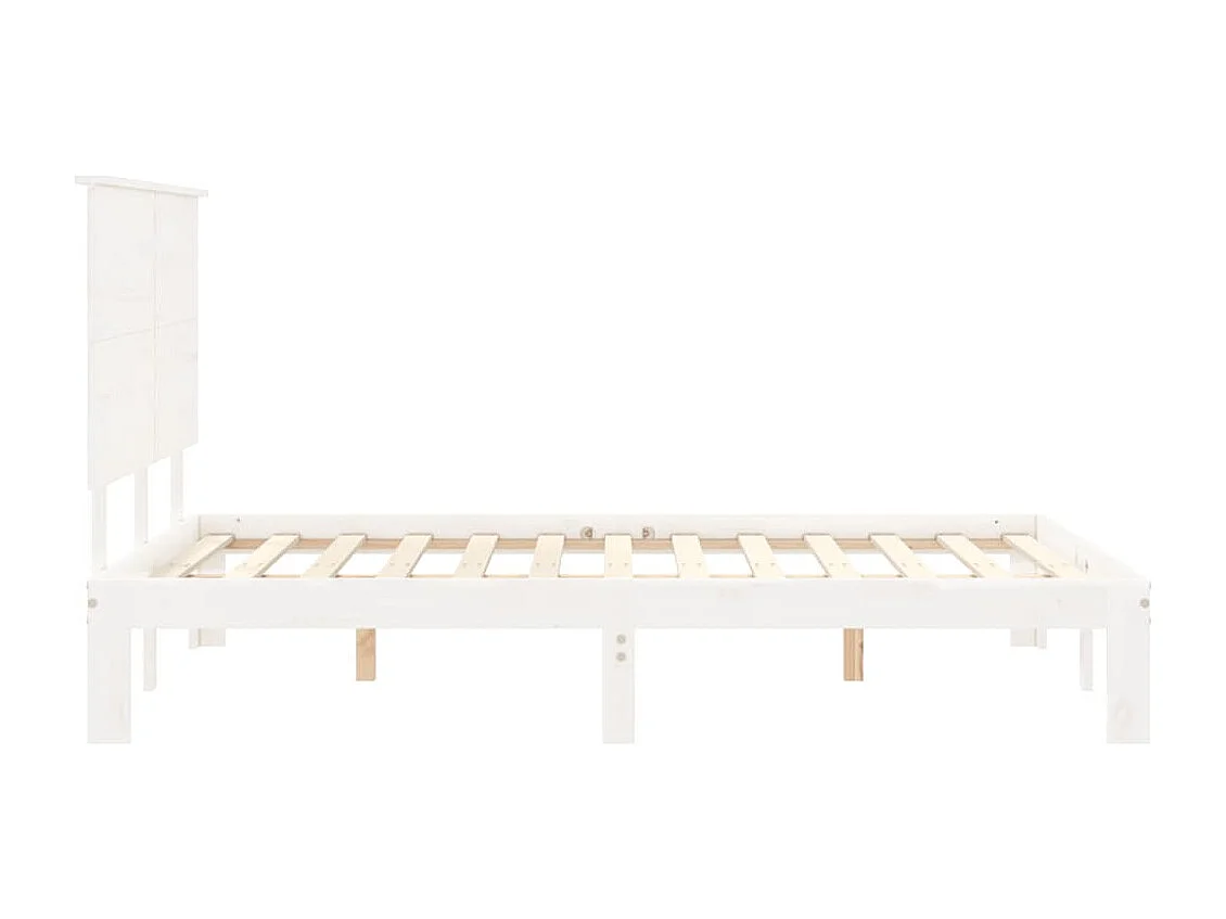 Cadre de lit avec tête de lit blanc 140x190 cm bois massif