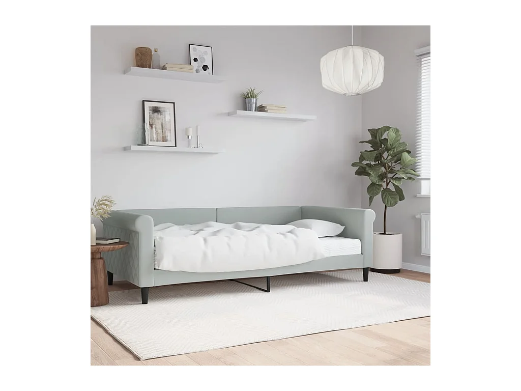 Slaapbank met matras 100x200 cm fluweel lichtgrijs
