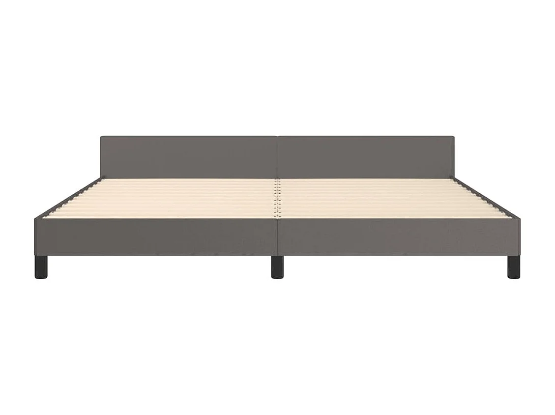 Estructura de cama con cabecero cuero sintético gris 200x200 cm