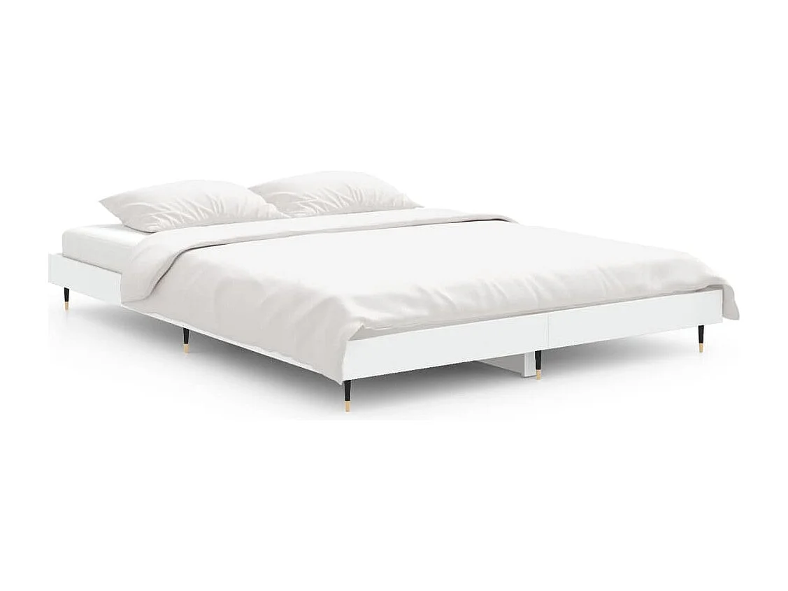 Estructura de cama madera contrachapada blanca 135x190 cm