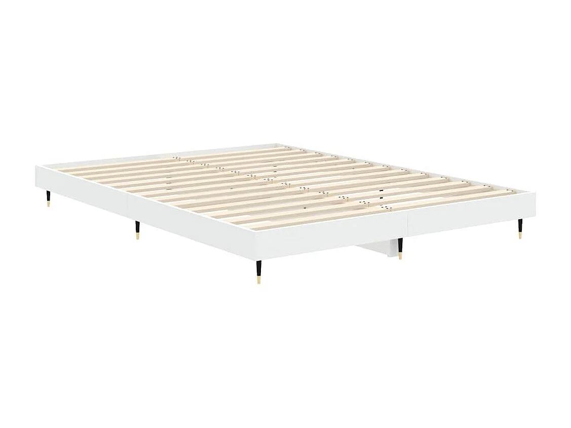 Estructura de cama madera contrachapada blanca 135x190 cm