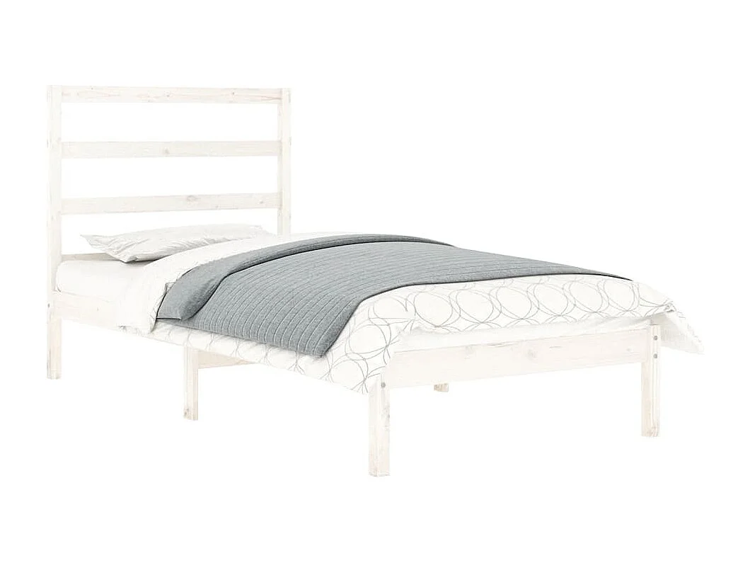 Estructura de cama individual madera maciza blanco 90x190 cm
