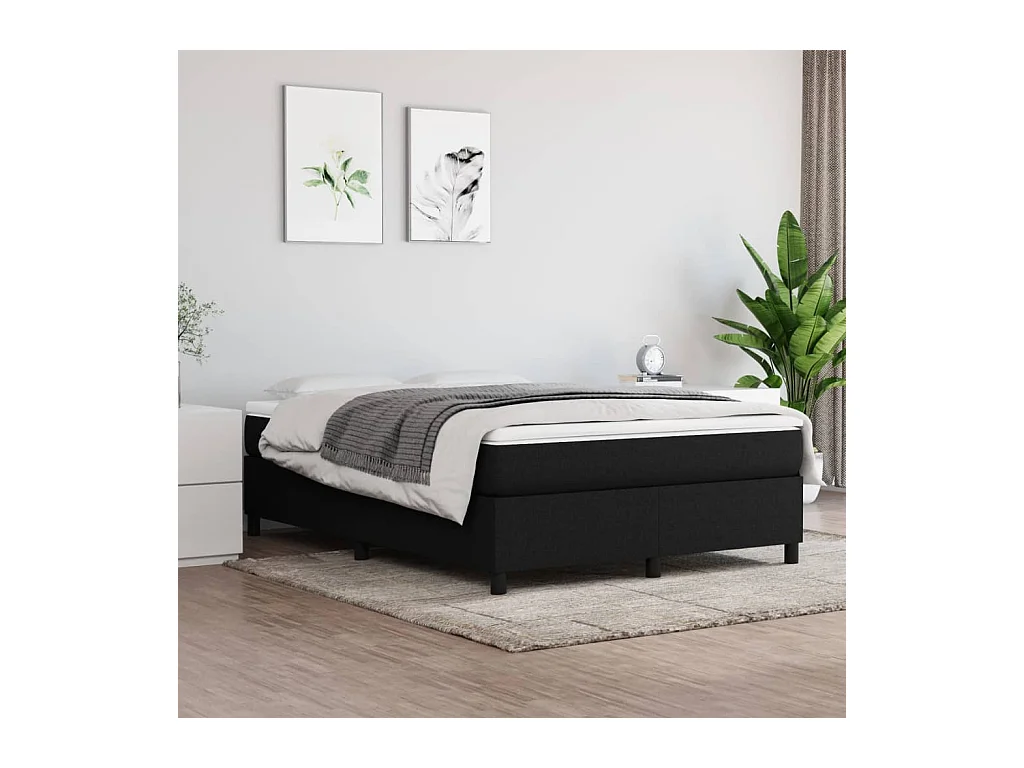 Boxspring met matras stof zwart 140x200 cm