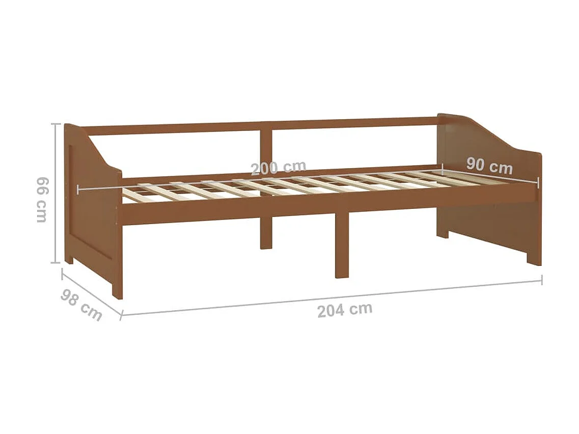 Sofá-cama de 3 lugares 90x200 cm pinho maciço castanho mel