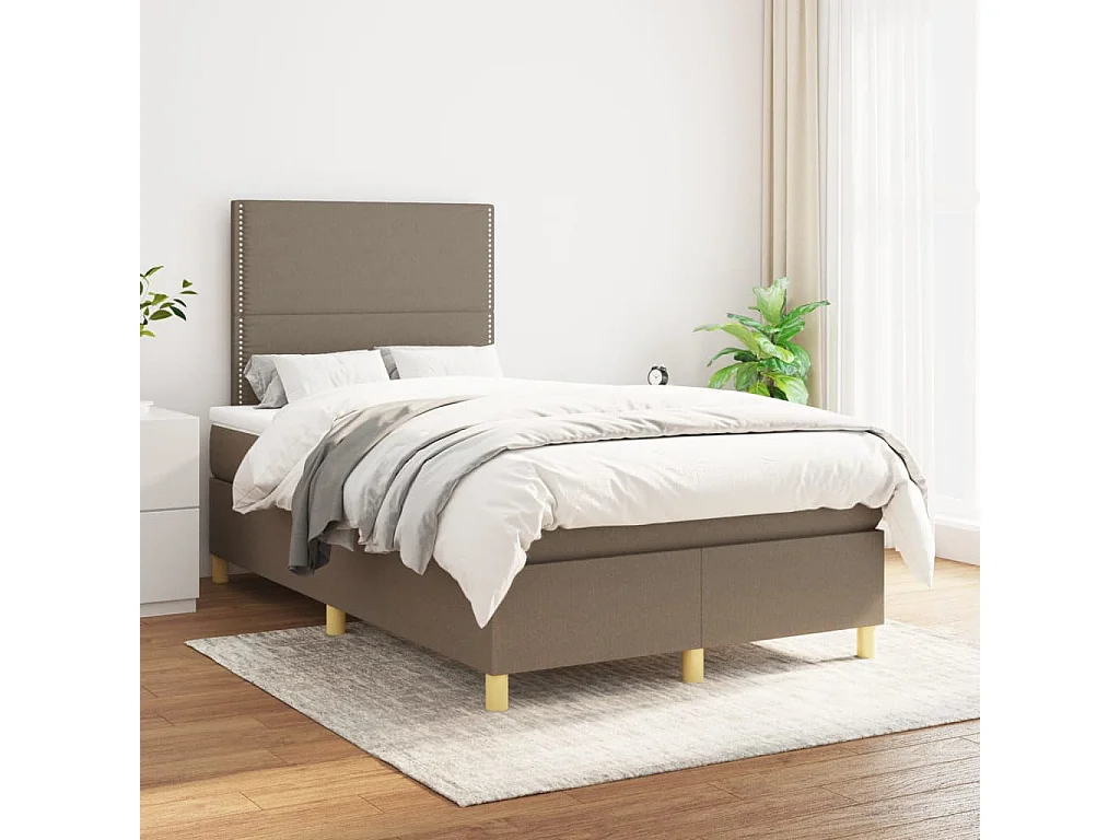 Lit à sommier tapissier avec matelas Taupe 120x200 cm Tissu