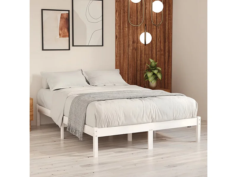 Estructura de cama de madera maciza de pino blanco 140x200 cm