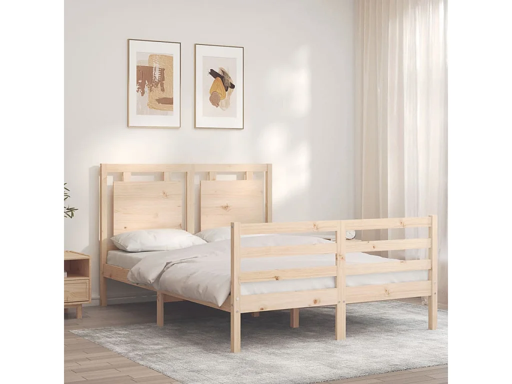 Estrutura de cama de casal c/ cabeceira madeira maciça