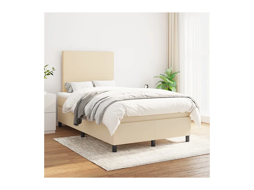 Boxspring met matras stof crèmekleurig 120x200 cm