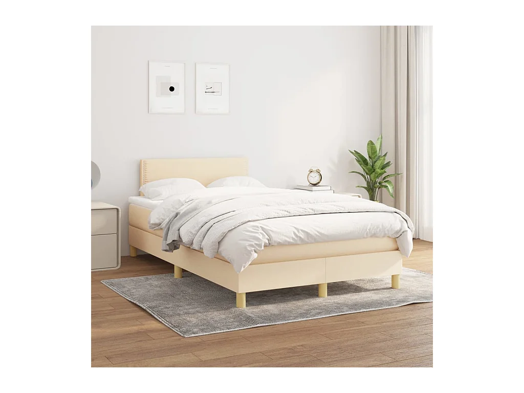 Boxspring met matras stof crèmekleurig 120x200 cm