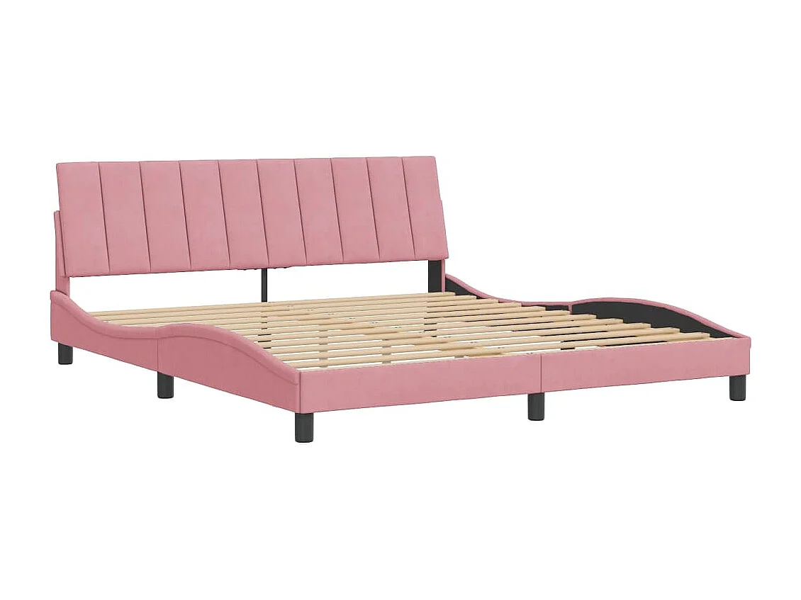 Estructura de cama con cabecero de terciopelo rosa 180x200 cm
