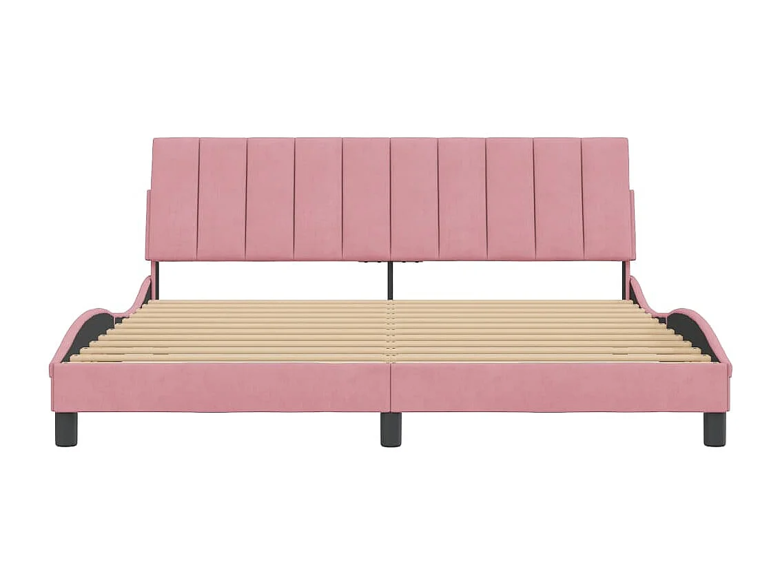Estructura de cama con cabecero de terciopelo rosa 180x200 cm
