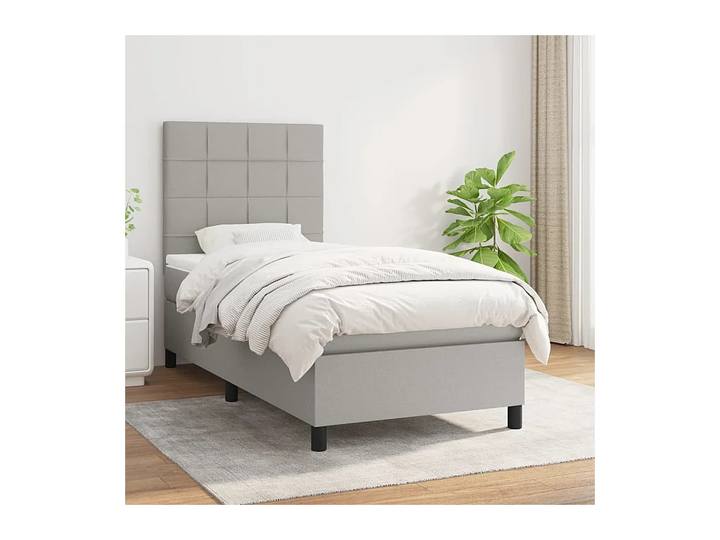 Boxspring met matras stof lichtgrijs 100x200 cm
