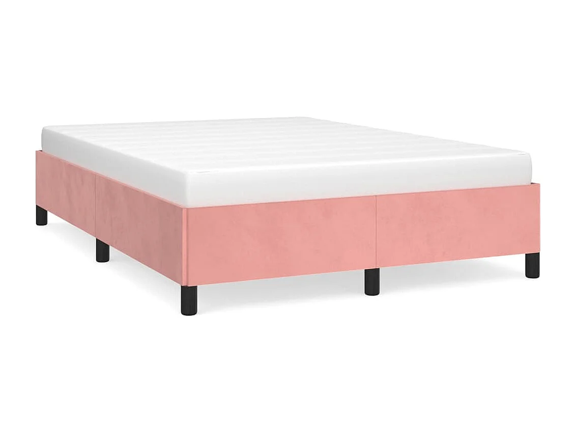 Estructura de cama de terciopelo rosa 140x190 cm