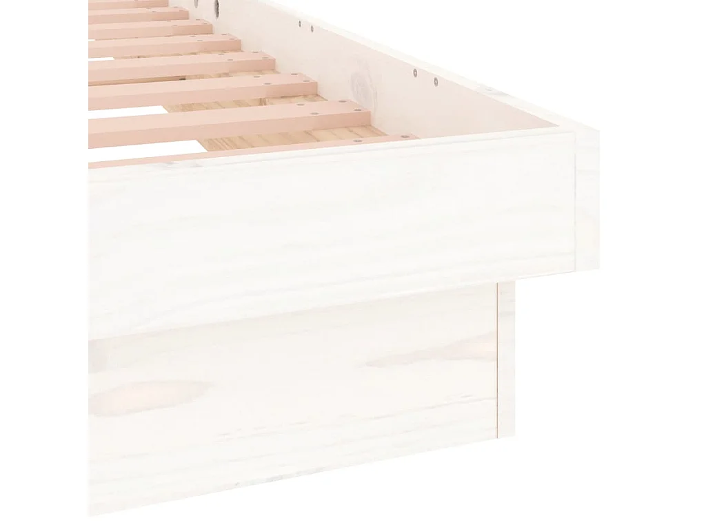 Estructura de cama con LED madera maciza blanca 120x200 cm