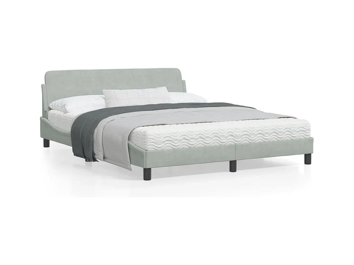 Bedframe "Dover" 160x200 cm fluweel lichtgrijs