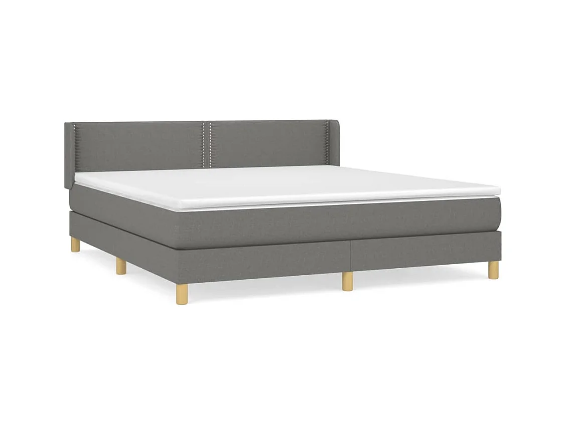 Lit à sommier tapissier avec matelas Gris foncé 160x200cm Tissu