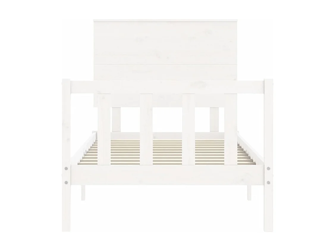 Cadre de lit avec tête de lit blanc simple bois massif