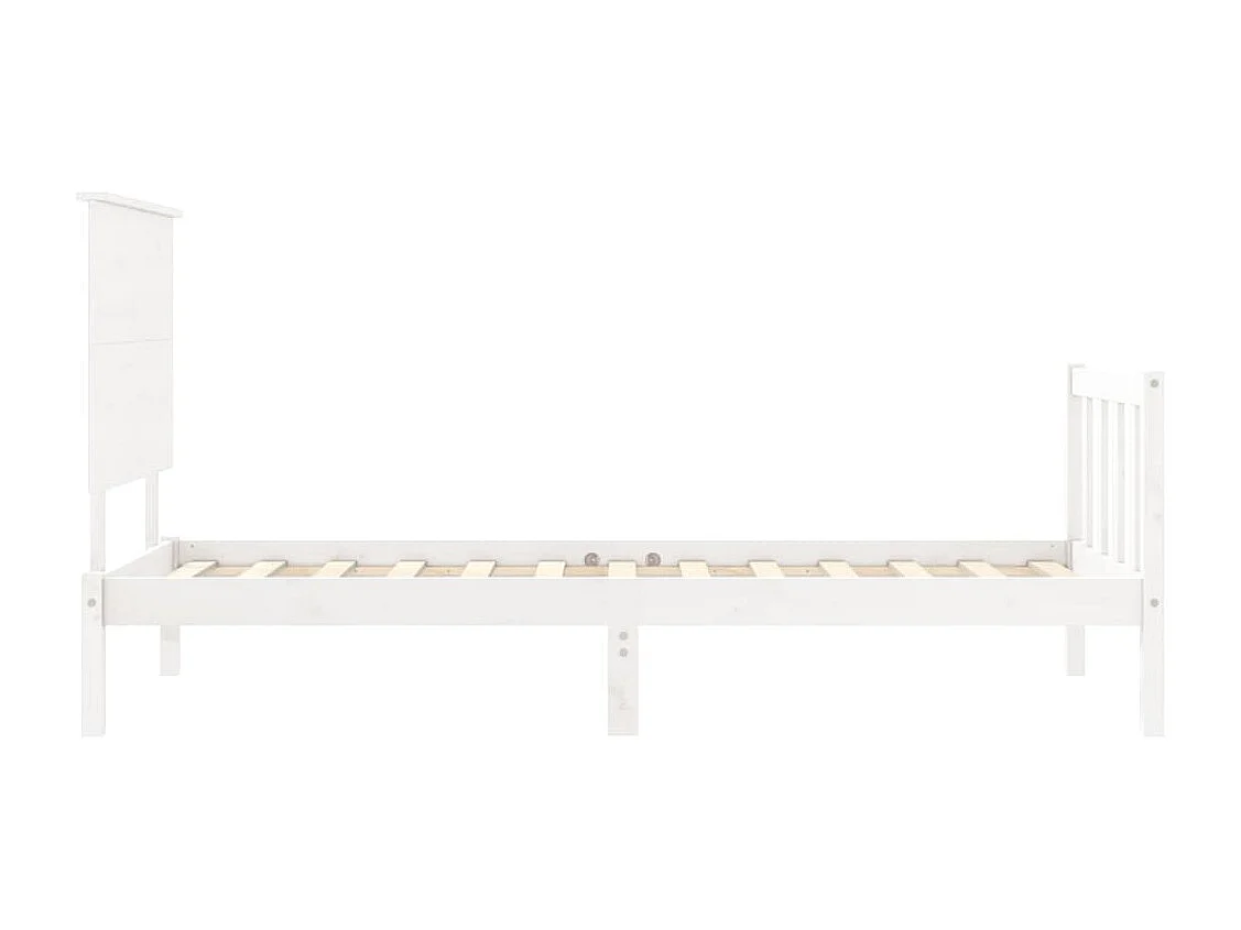 Cadre de lit avec tête de lit blanc simple bois massif