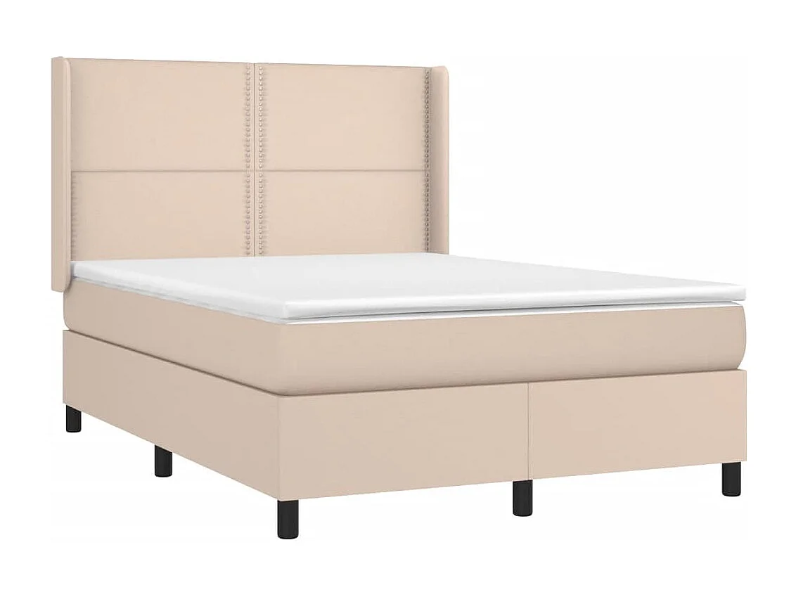 Cama box spring con colchón cuero sintético capuchino 140x200cm