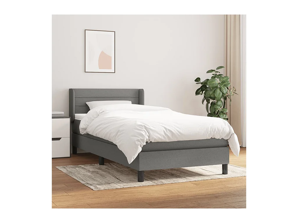 Cama com molas/colchão 100x200 cm tecido cinza-escuro