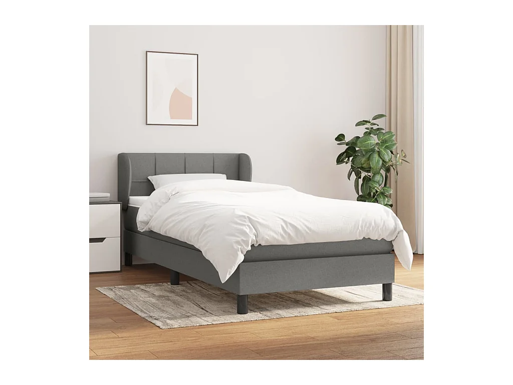 Cama com molas/colchão 100x200 cm tecido cinza-escuro