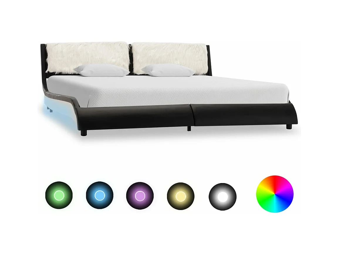Bedframe met LED kunstleer zwart en wit 180x200 cm