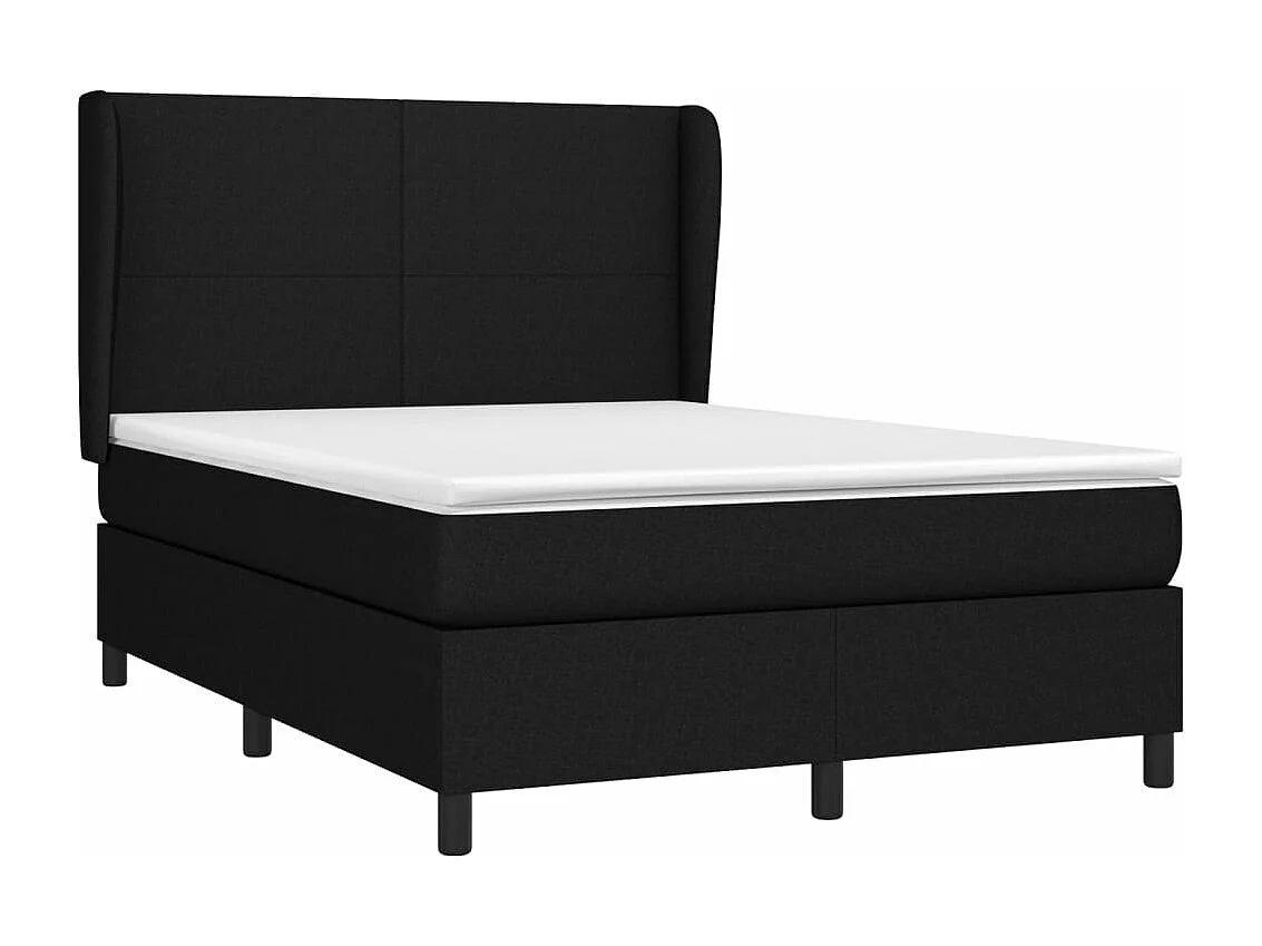Lit à sommier tapissier avec matelas Noir 140x190 cm Tissu