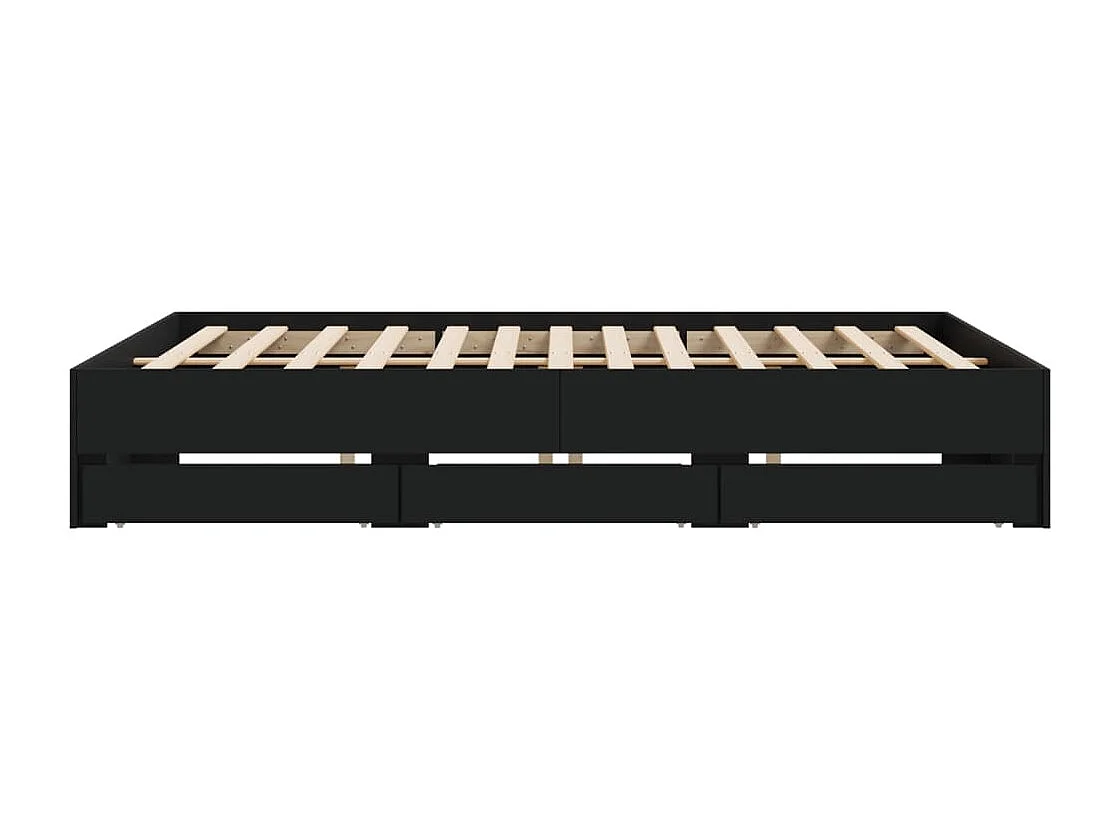 Estructura cama con cajones madera ingeniería negra 160x200 cm