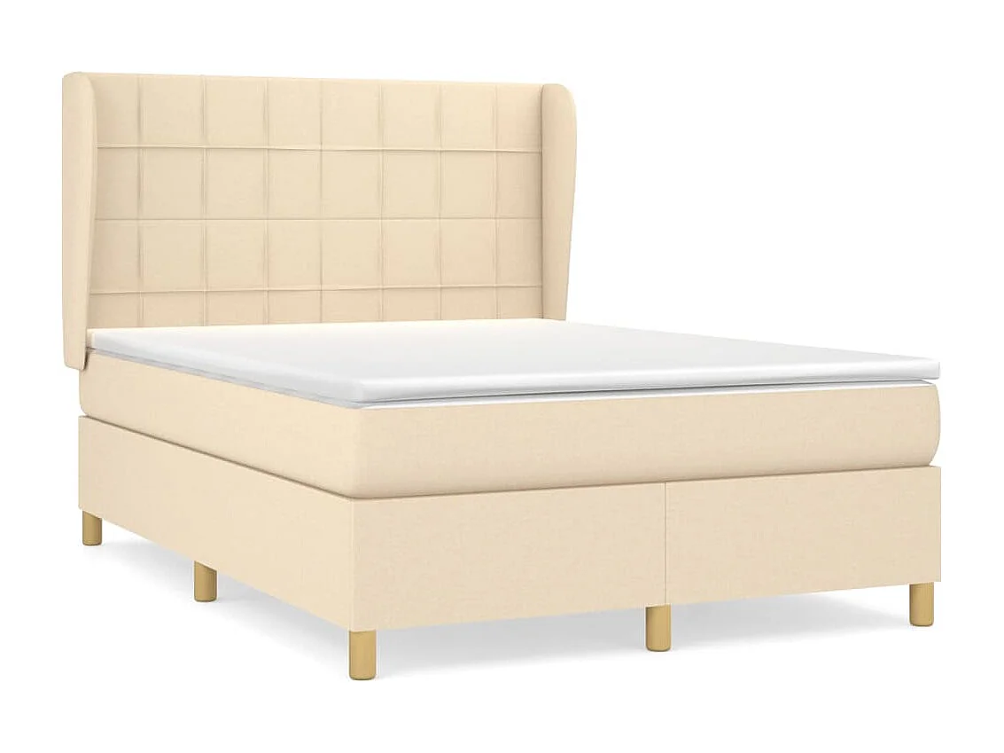 Lit à sommier tapissier avec matelas Crème 140x190 cm Tissu