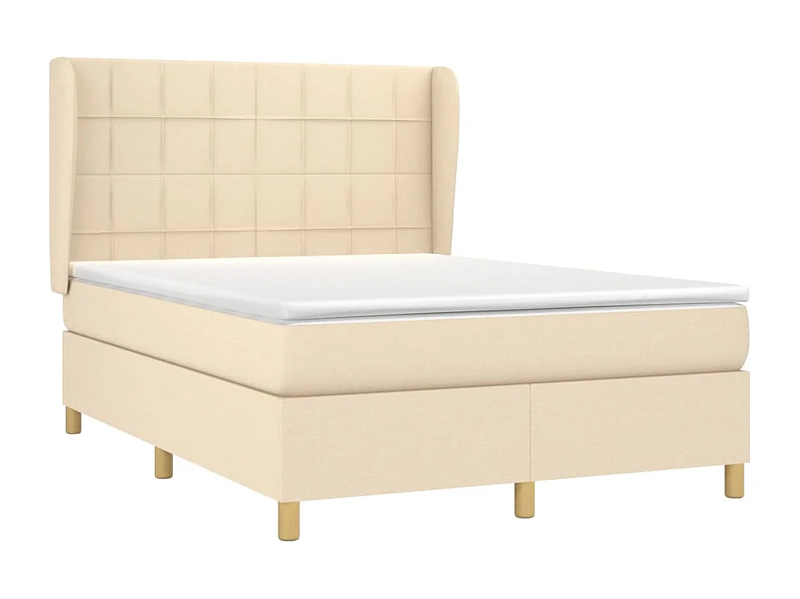 Lit à sommier tapissier avec matelas Crème 140x190 cm Tissu
