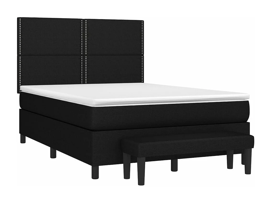 Cama box spring con colchón tela negro 140x190 cm