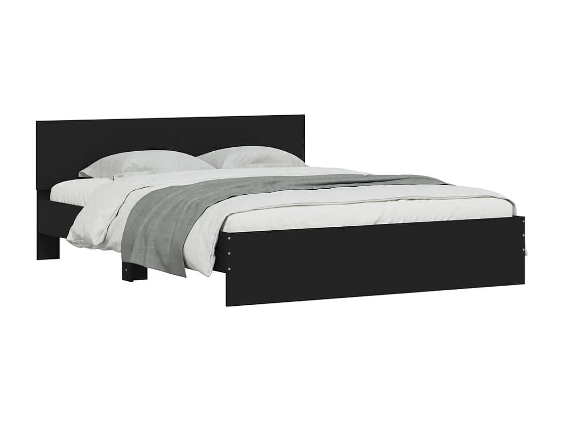 Estrutura de cama com cabeceira 140x200 cm preto