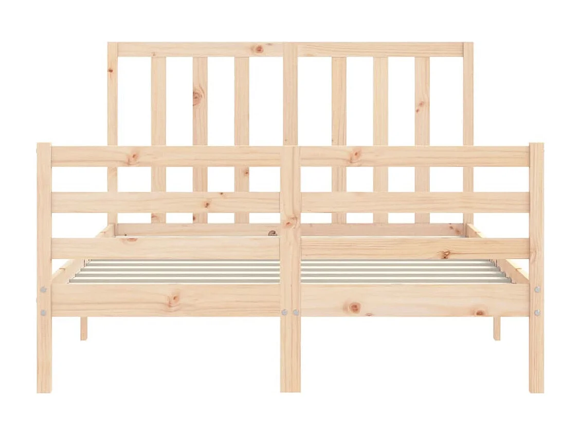 Estructura de cama de matrimonio con cabecero madera maciza