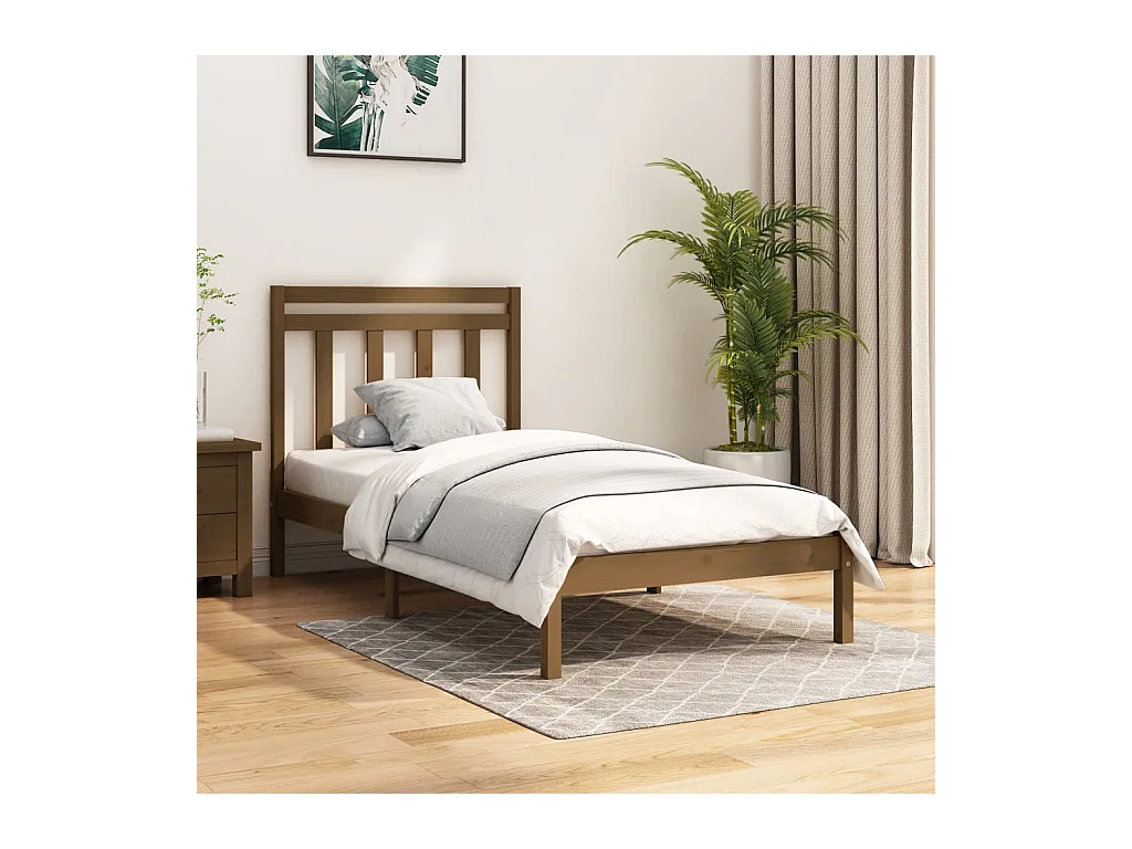 Cadre de lit Marron miel Bois massif 100x200 cm