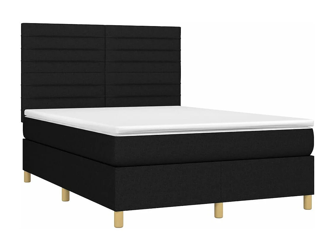 Cama box spring con colchón tela negro 140x190 cm