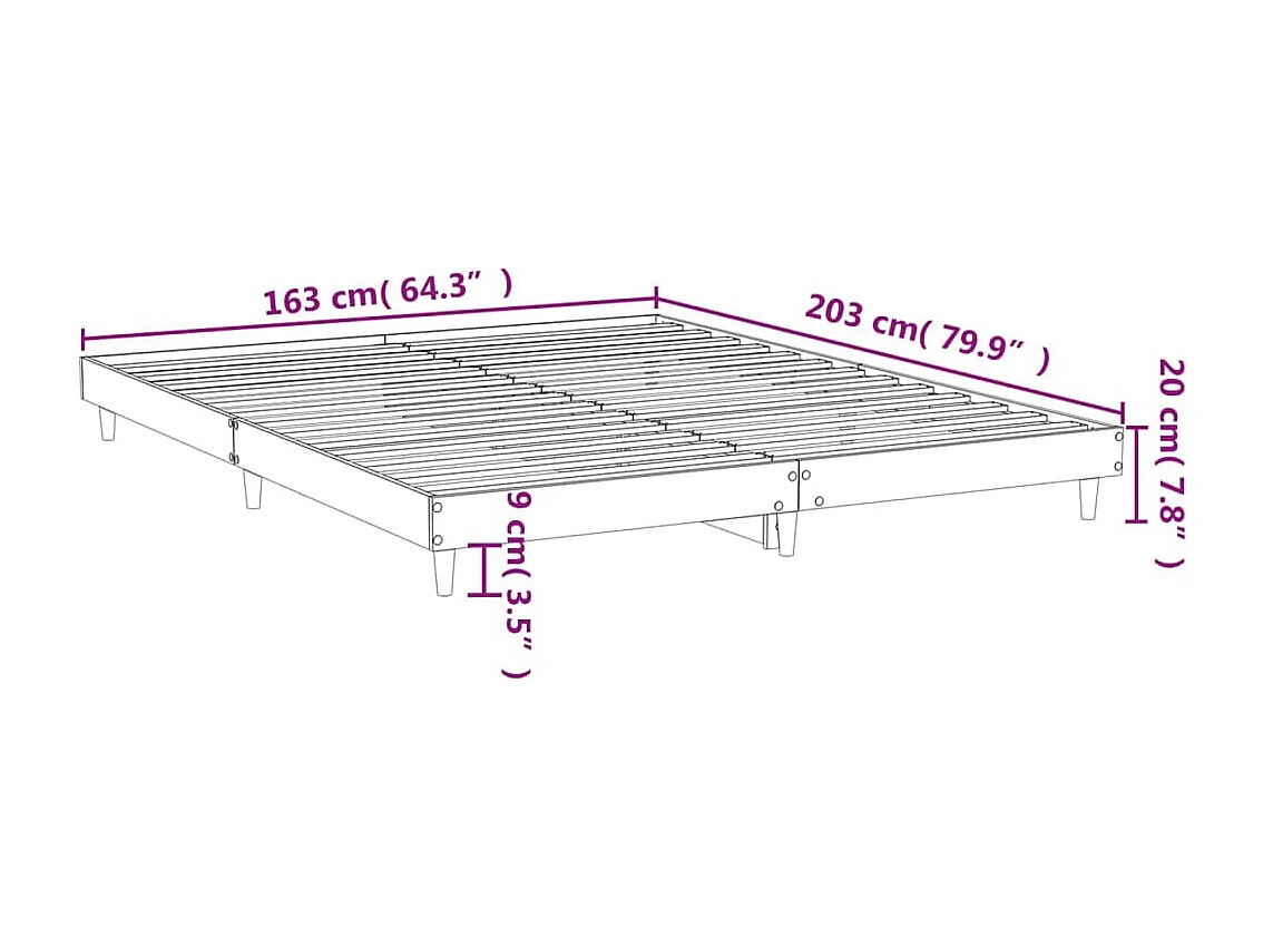Estructura de cama madera contrachapada roble Sonoma 160x200 cm