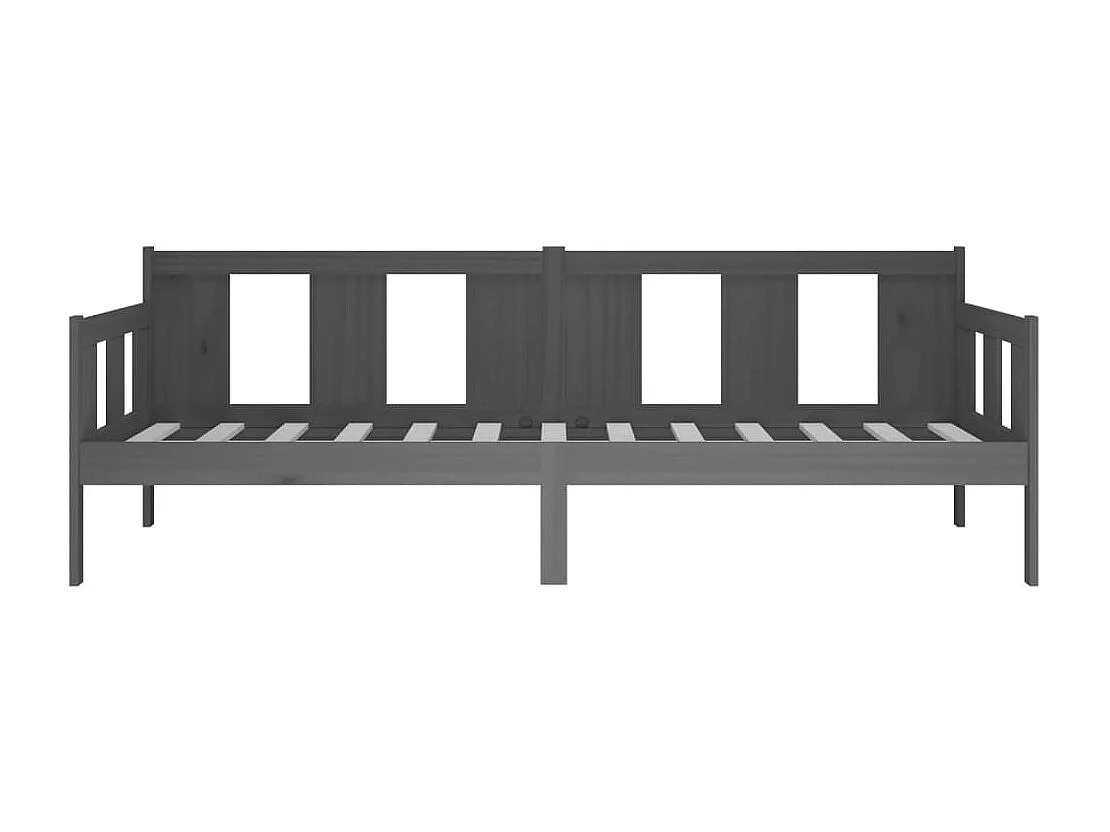 Lit de jour gris bois de pin massif 80x200 cm