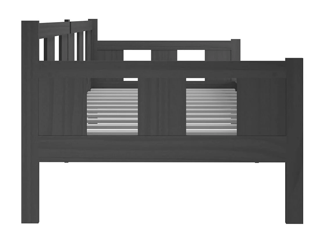 Lit de jour gris bois de pin massif 80x200 cm