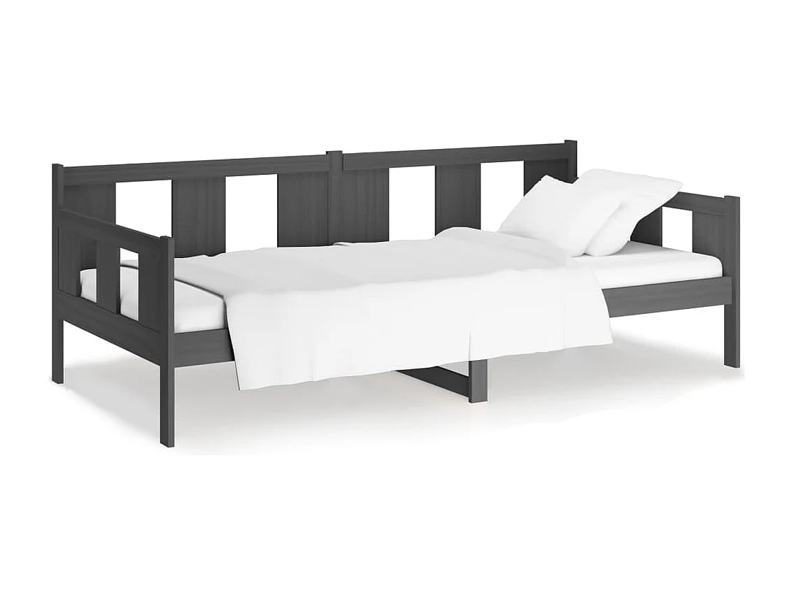 Sofá cama madera maciza de pino gris 80x200 cm