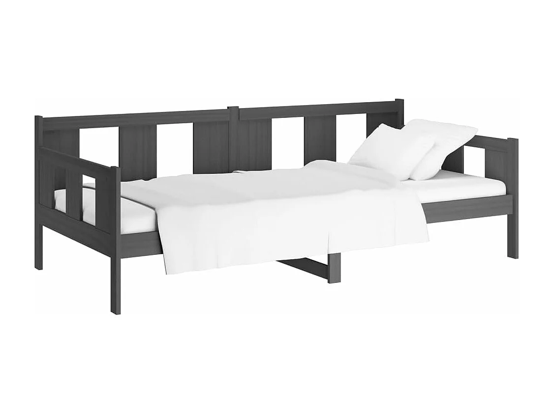Sofá cama madera maciza de pino gris 80x200 cm