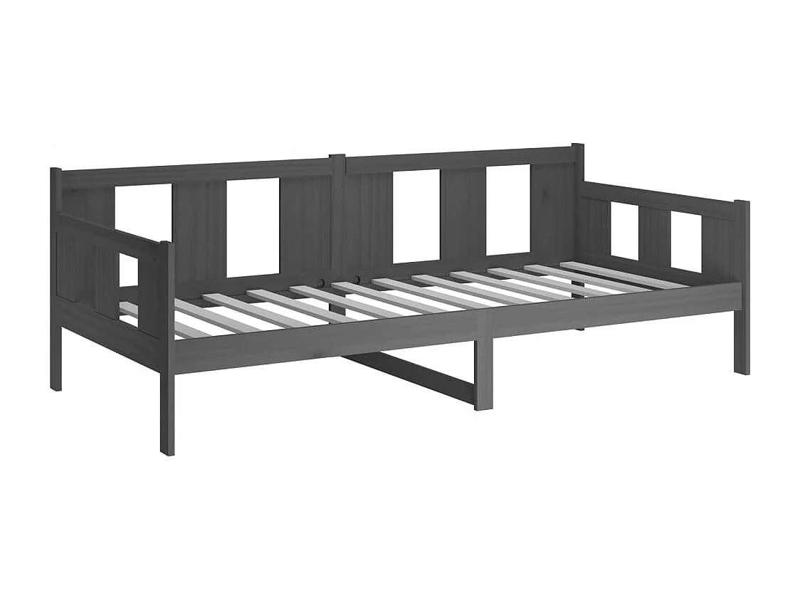 Sofá cama madera maciza de pino gris 80x200 cm