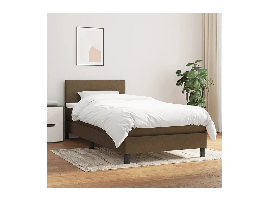 Boxspring met matras stof donkerbruin 90x190 cm