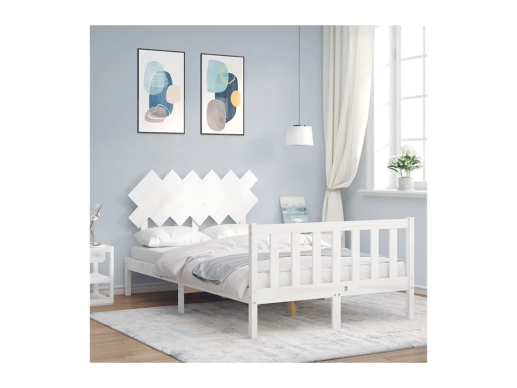 Bedframe zonder matras massief grenenhout wit 120x200 cm