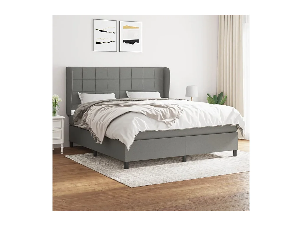 Boxspring met matras stof donkergrijs 180x200 cm