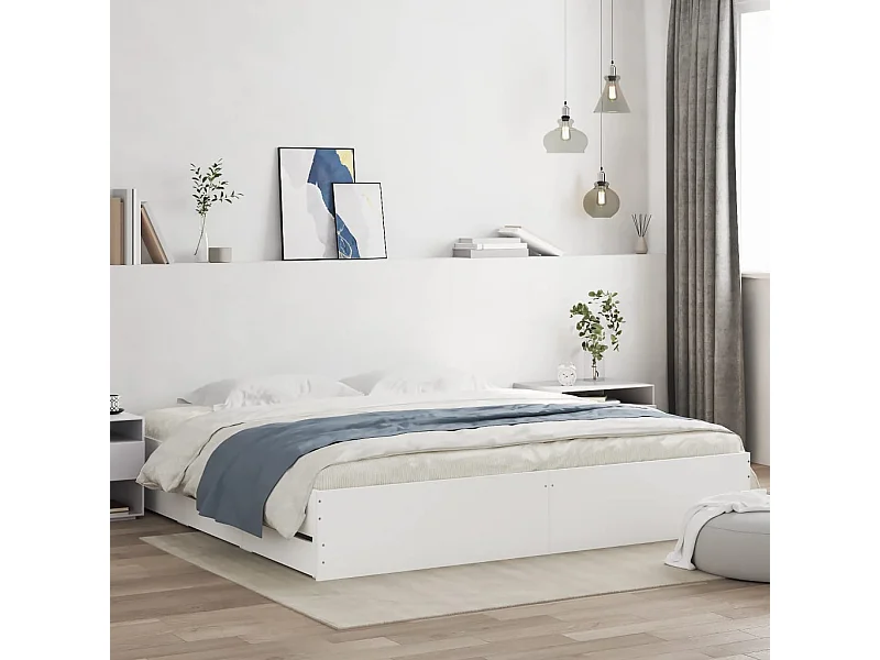 Estrutura de cama c/ gavetas 160x200cm derivados madeira branco