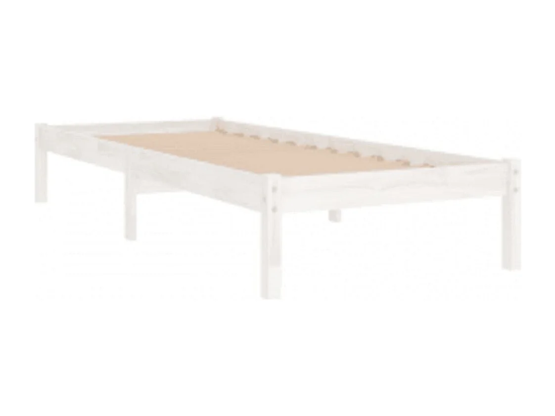 Estructura de cama individual madera maciza blanco 90x190 cm