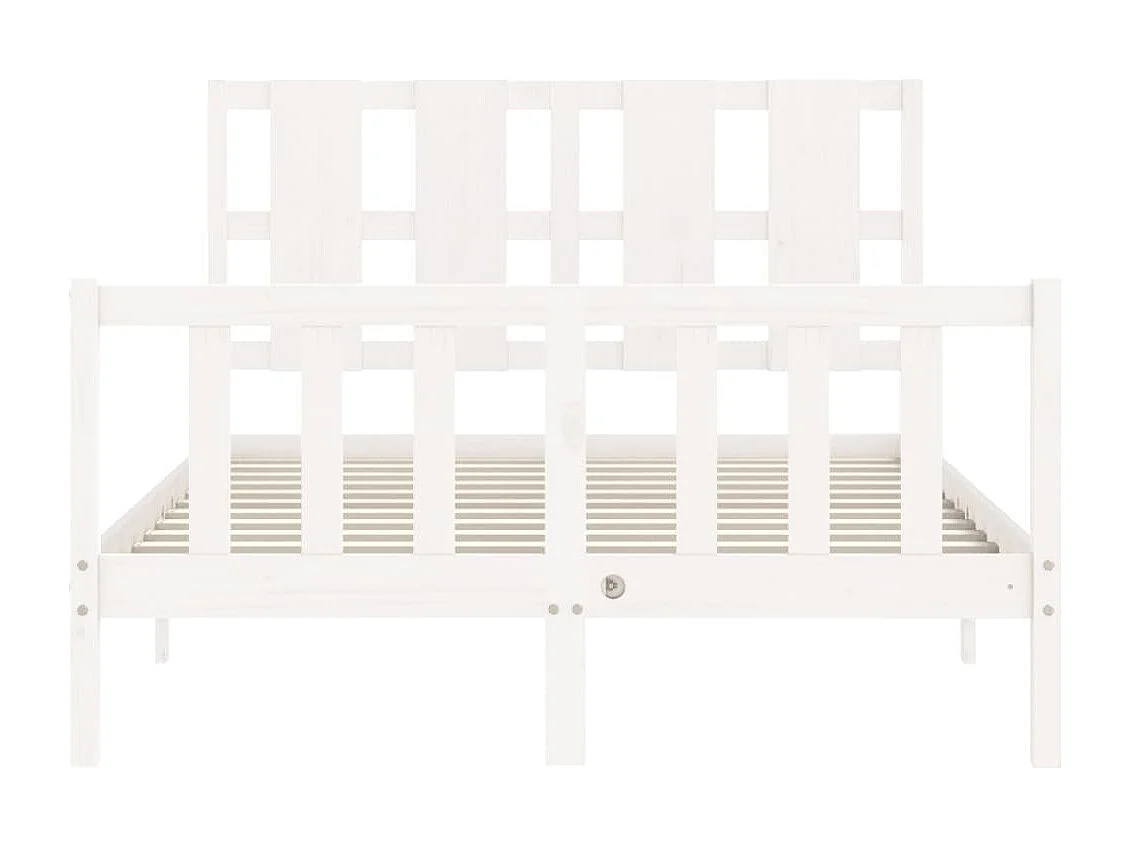 Cadre de lit avec tête de lit blanc 140x200 cm bois massif
