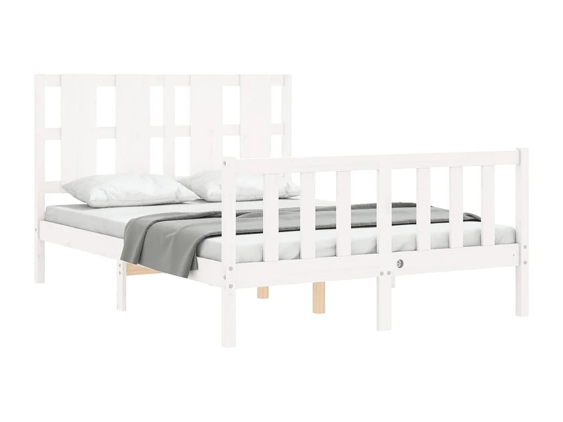 Estrutura de cama com cabeceira 140x200cm madeira maciça branco